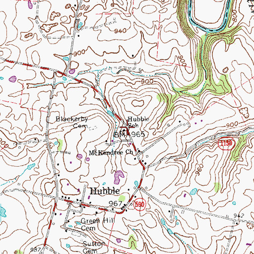 Topographic Map of Hubble School, KY