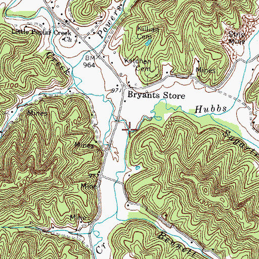 Topographic Map of Hubbs Creek, KY