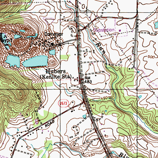 Topographic Map of Hubers Kenlite Station, KY