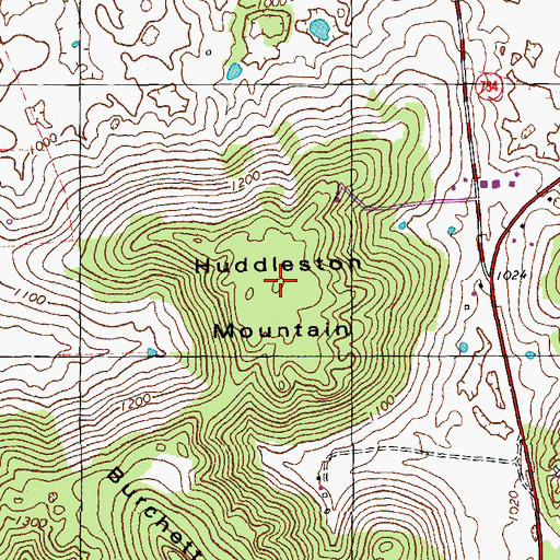 Topographic Map of Huddleston Mountain, KY