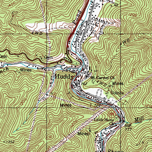 Topographic Map of Huddy, KY