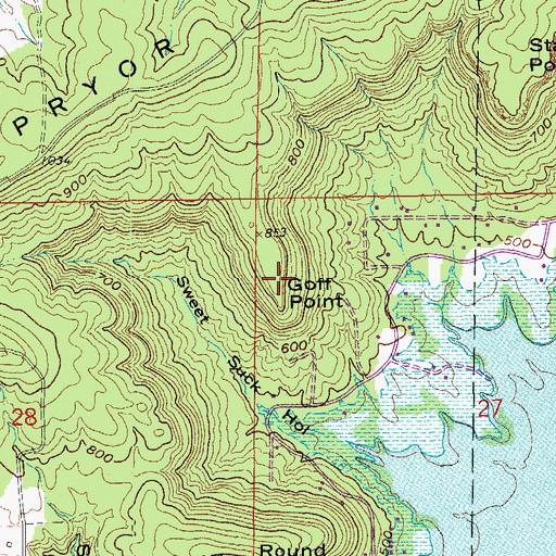 Topographic Map of Goff Point, AR