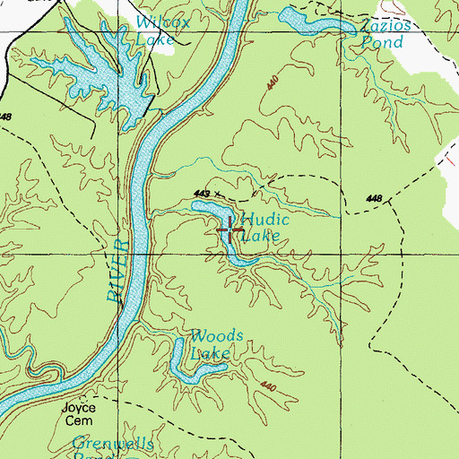Topographic Map of Hudic Lake, KY