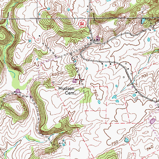 Topographic Map of Hudson Cemetery, KY