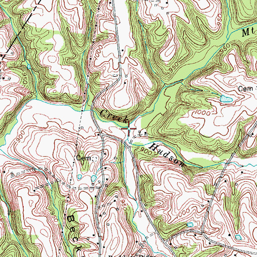 Topographic Map of Hudson Creek, KY