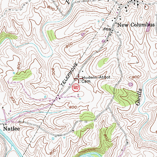 Topographic Map of Hudson-Abbot Cemetery, KY