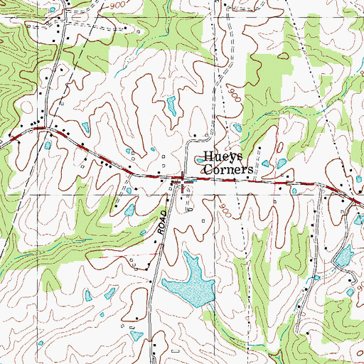 Topographic Map of Hueys Corners, KY