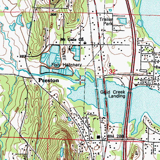 Topographic Map of Gold Creek, AR