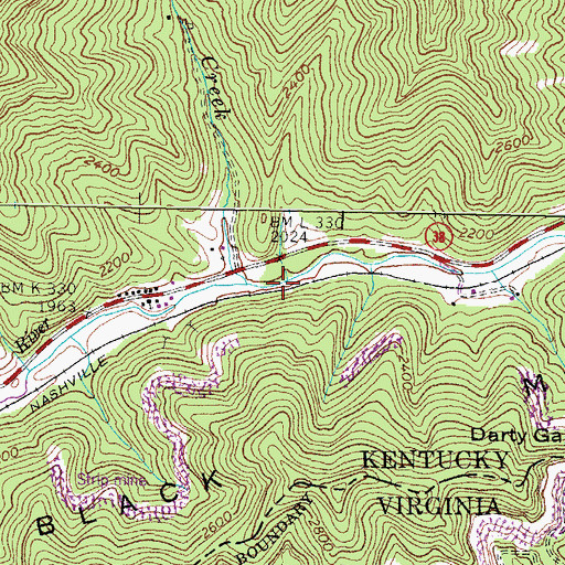 Topographic Map of Huff Creek, KY