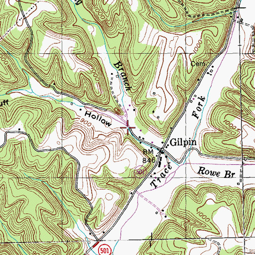 Topographic Map of Huff Hollow, KY