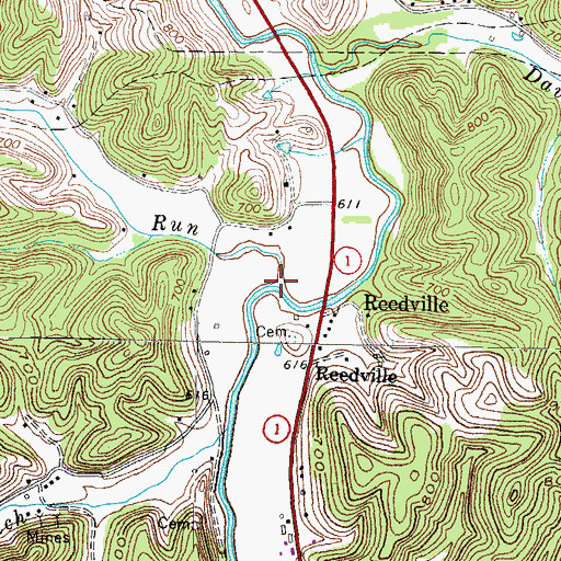 Topographic Map of Huff Run, KY