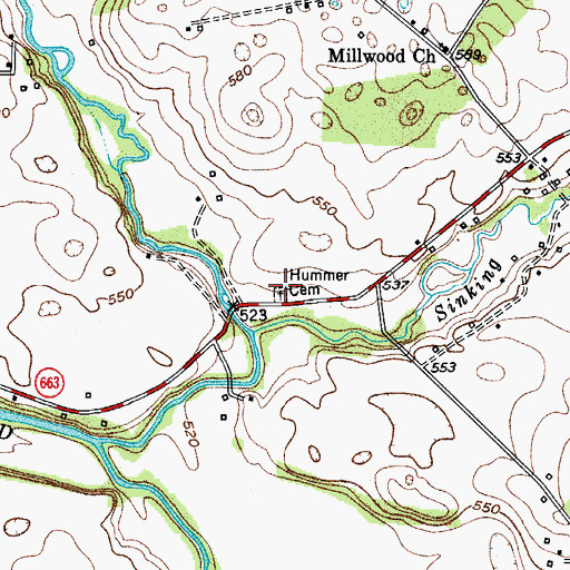 Topographic Map of Hummer Cemetery, KY