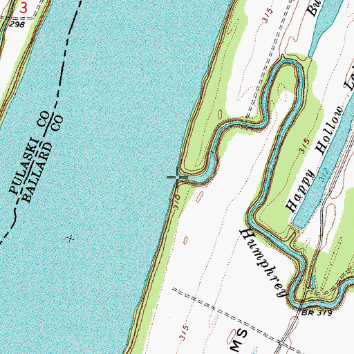 Topographic Map of Humphrey Creek, KY