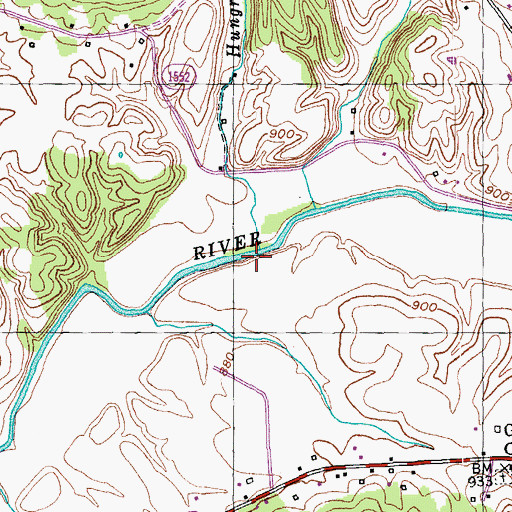Topographic Map of Hungry Creek, KY