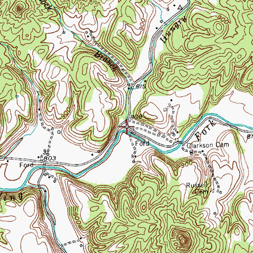 Topographic Map of Hungry Neck Fork, KY