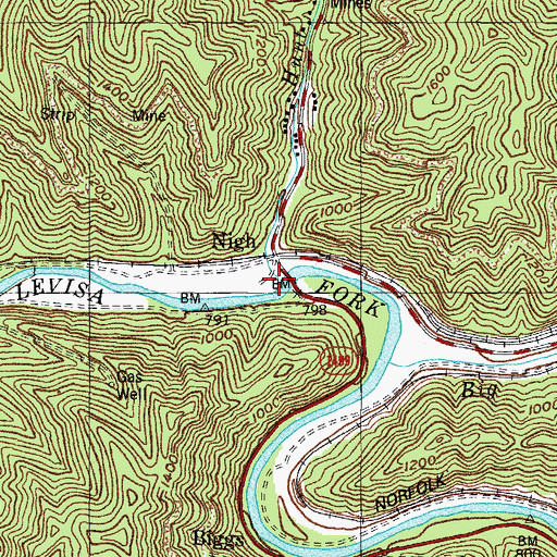 Topographic Map of Hunt Branch, KY