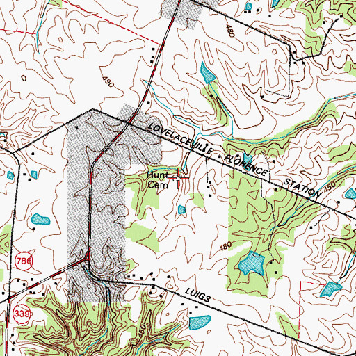 Topographic Map of Hunt Cemetery, KY