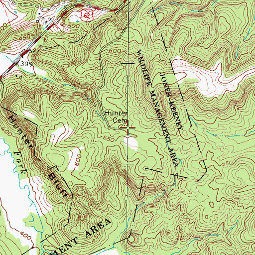 Topographic Map of Hunter Cemetery, KY