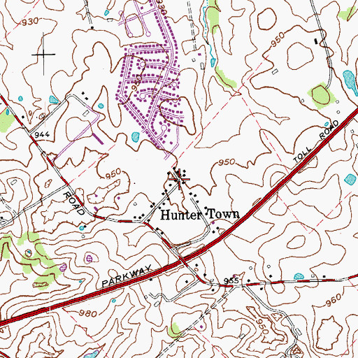 Topographic Map of Hunter Town, KY