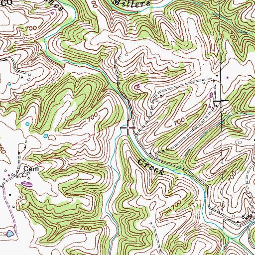 Topographic Map of Hunters Creek, KY