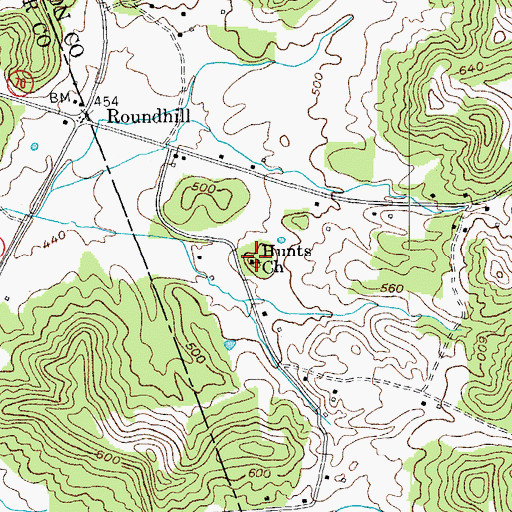 Topographic Map of Hunts Church, KY