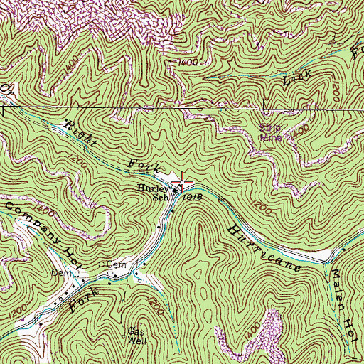 Topographic Map of Hurley School, KY