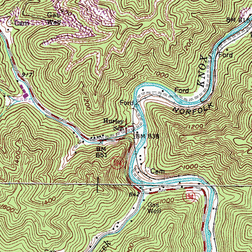 Topographic Map of Hurley School, KY