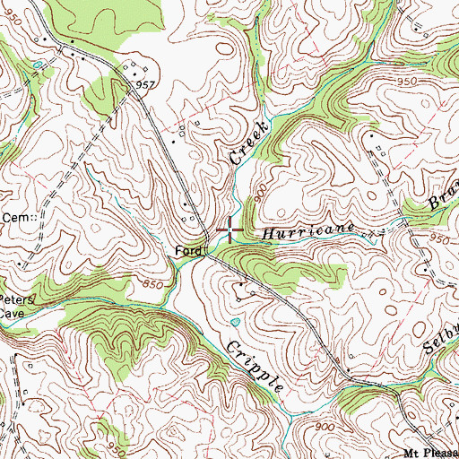 Topographic Map of Hurricane Branch, KY