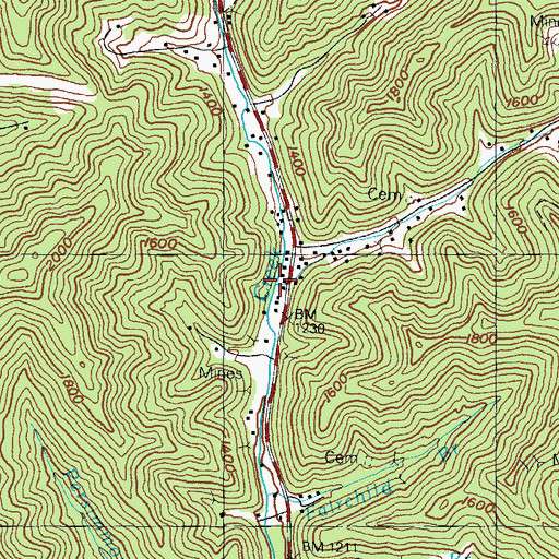 Topographic Map of Hurricane Branch, KY