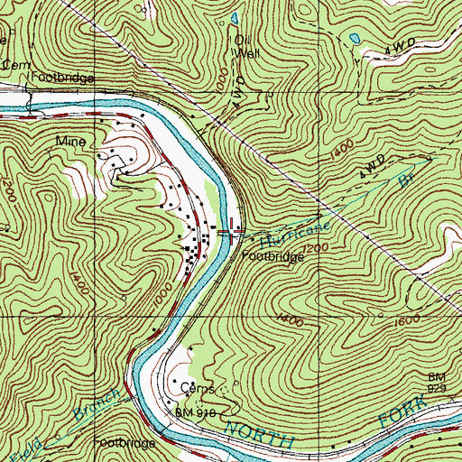 Topographic Map of Hurricane Branch, KY