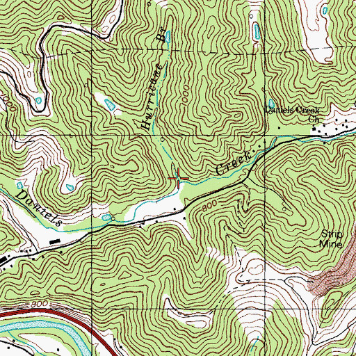 Topographic Map of Hurricane Branch, KY