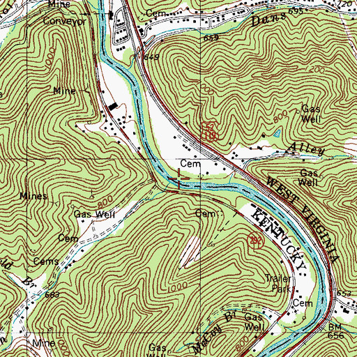 Topographic Map of Hurricane Branch, KY
