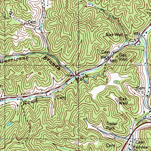 Topographic Map of Hurricane Branch, KY
