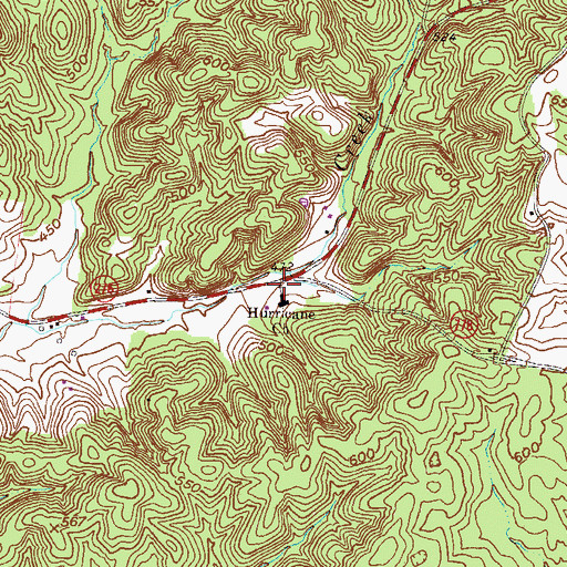 Topographic Map of Hurricane Church, KY