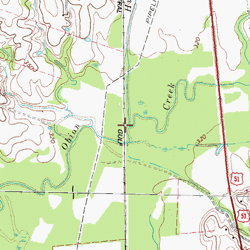 Topographic Map of Hurricane Creek, KY