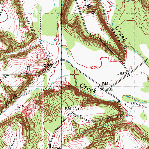 Topographic Map of Hurricane Creek, KY