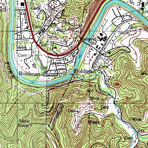 Topographic Map of Hurricane Creek, KY