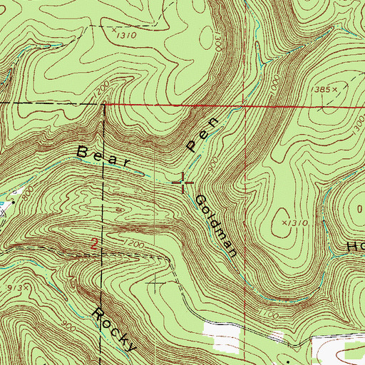 Topographic Map of Goldman Hollow, AR