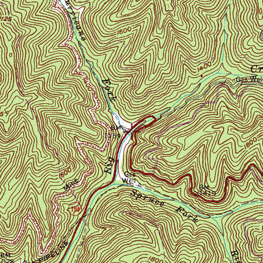 Topographic Map of Hurricane Fork, KY
