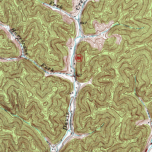 Topographic Map of Hurricane Fork, KY