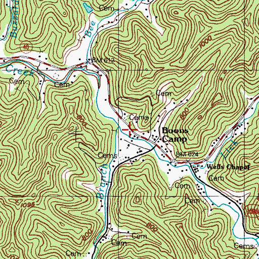 Topographic Map of Hurricane Greasy School, KY