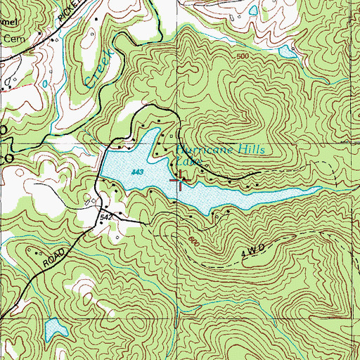 Topographic Map of Hurricane Hills Lake, KY