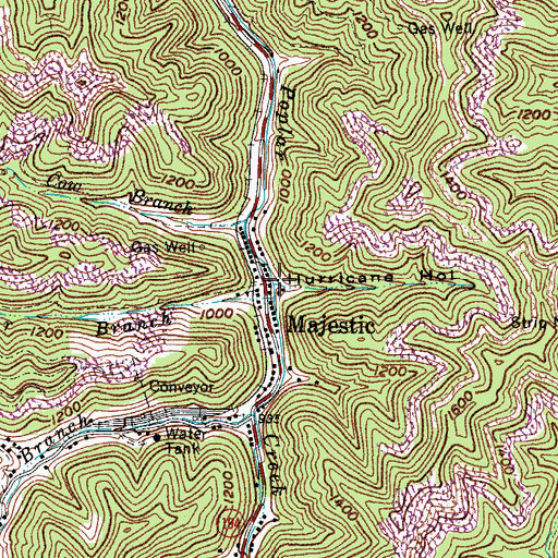 Topographic Map of Hurricane Hollow, KY