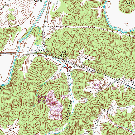 Topographic Map of Hurricane Hollow, KY