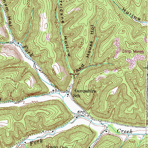 Topographic Map of Hurricane Hollow, KY