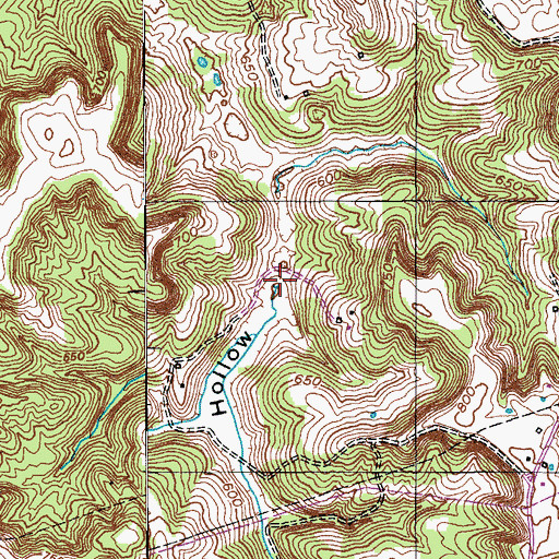 Topographic Map of Hurricane Hollow, KY
