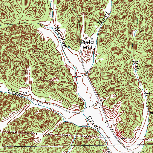 Topographic Map of Hurt Branch, KY