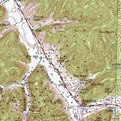 Topographic Map of Hurt Cemetery, KY
