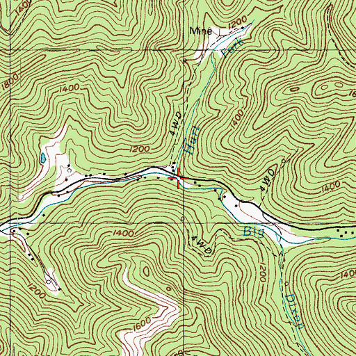 Topographic Map of Hurt Fork, KY