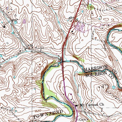 Topographic Map of Huskens Run, KY
